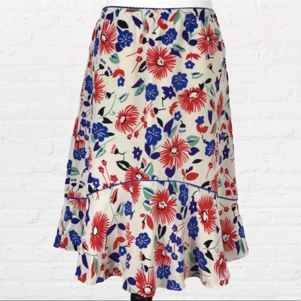 NWT | Anthropologie Vibrant Floral Avalon Silk Skirt